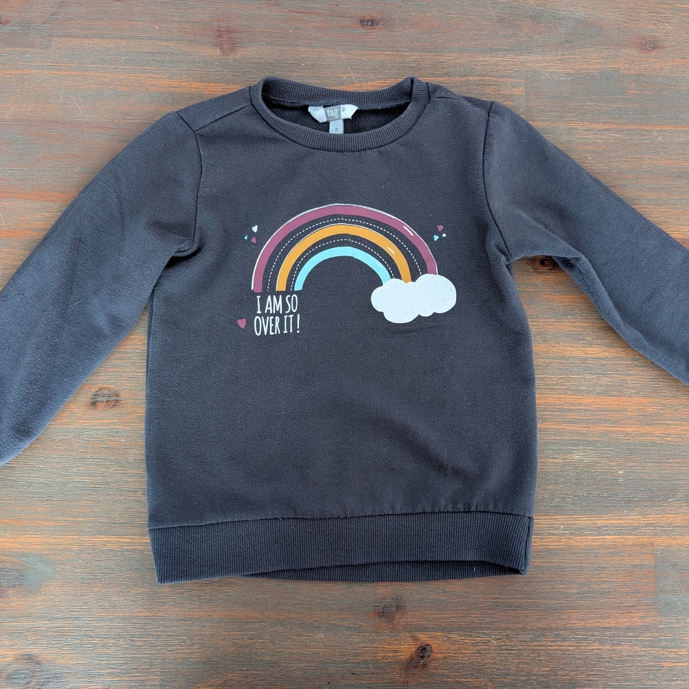 Tag Kids 'I Am So Over It' Rainbow Sweatshirt - Black